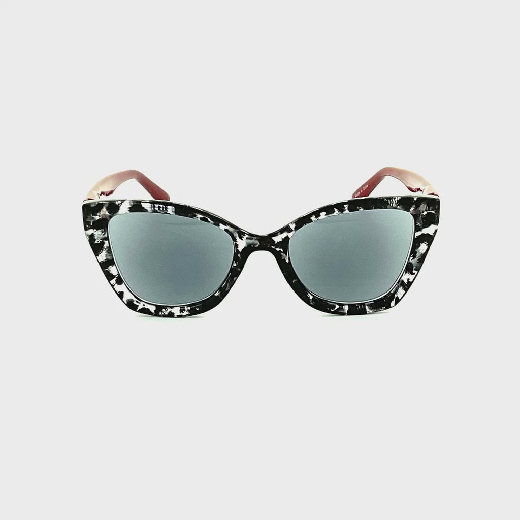 Psych Cat-Eye Frame Fully Magnified Reading Sunglasses Red Frame