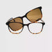 The Mayor Square Reading Glasses with Magnetic Polarized Clip on clip half way on amber