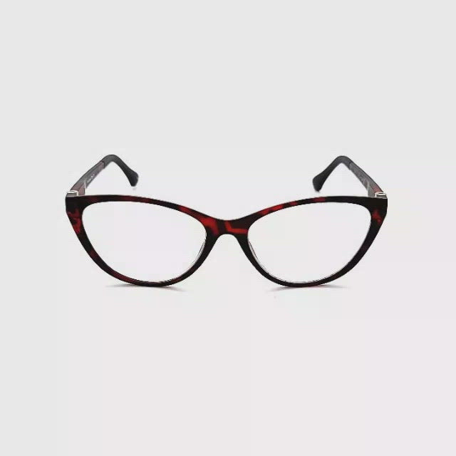 The Queen Cateye Reading Glasses with Fully Magnified Lenses and Magnetic Polarized Clip on red frame no clip