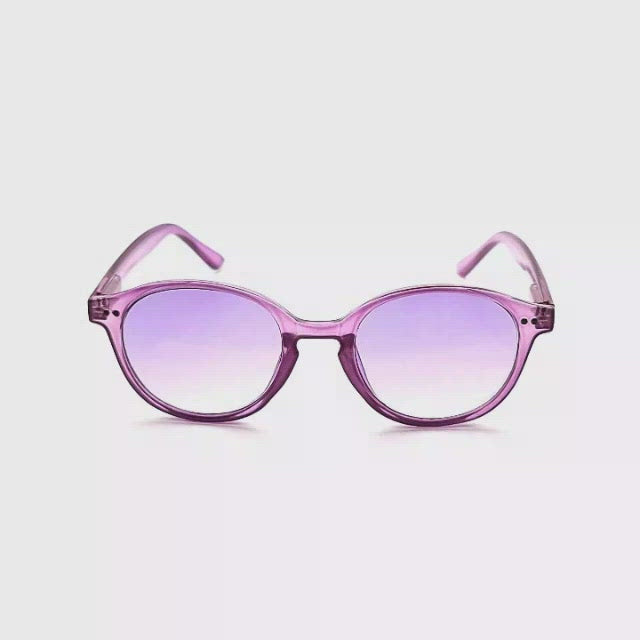 Zen Round Keyhole With Spring Hinge Reading Sunglasses with Fully Magnified Colorful Lenses purple frames
