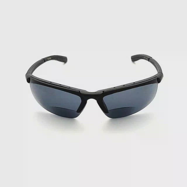 Wicked Half Frame Sport Wrap Bifocal Reading Sunglasses black frame
