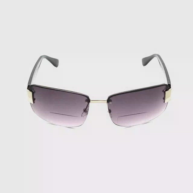 On The Beam Frameless Metal Bifocal Reading Sunglasses Silver Frame