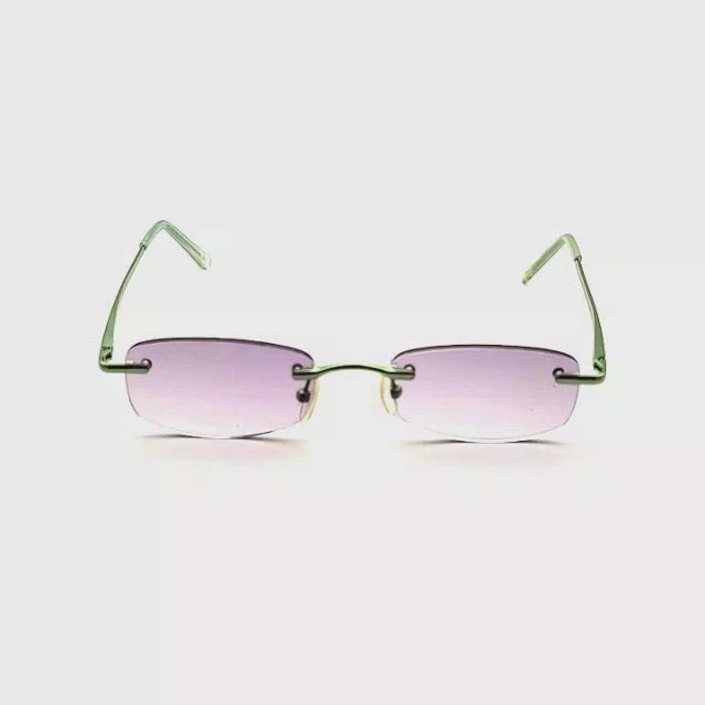 Confab Small Rimless Reading Sunglasses with Fully Magnified Lenses green frames