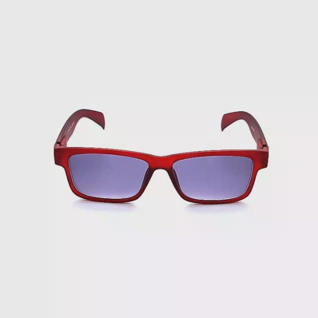 Bodacious Square Plastic Reading Sunglasses with Fully Magnified Lenses red frame