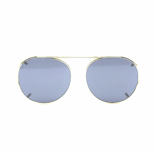 52mm Small Round Mirrored Clip on Sunglasses clip-on/flip-up Gold 