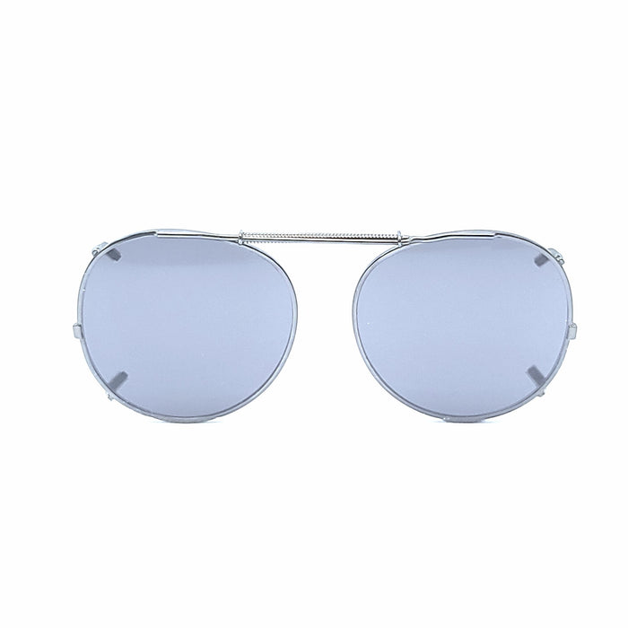 52mm Small Round Mirrored Clip on Sunglasses clip-on/flip-up Gunmetal 
