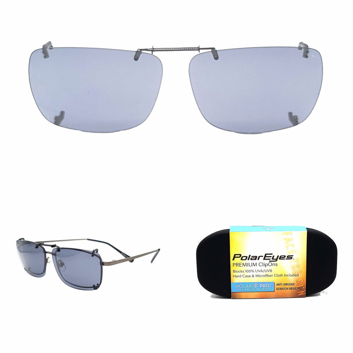 56mm Rectangular Polar Eyes Premium Polarized Clip On REC G 56