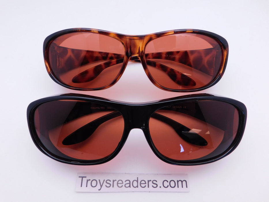 63mm Polarized Amber Lens Fit Over in Two Colors Fit Over Sunglasses 