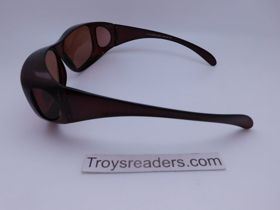63MM Medium Polarized Fit Overs in Brown with Amber Lens Fit Over Sunglasses 