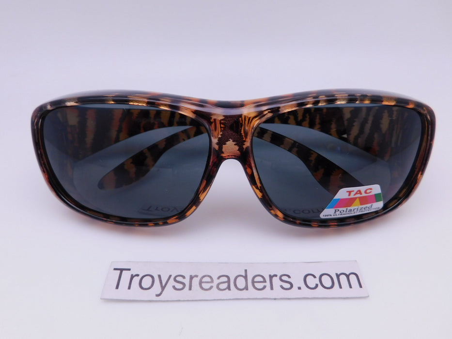 63MM Polarized Transparent Swirl Fit Overs in Six Designs Fit Over Sunglasses Brown Tiger 
