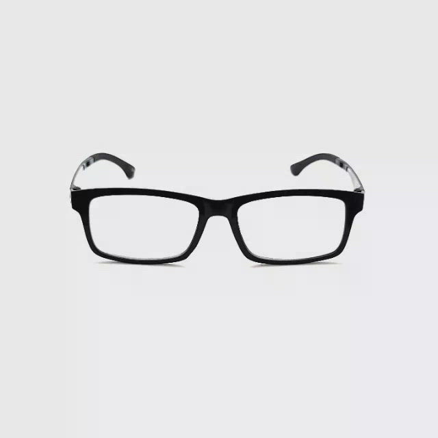 Tommy Clear Fully Magnified Lens Rubberized Flexible Square Frame Reading Glasses with Magnetic Polarized Clip on Lens without clip on