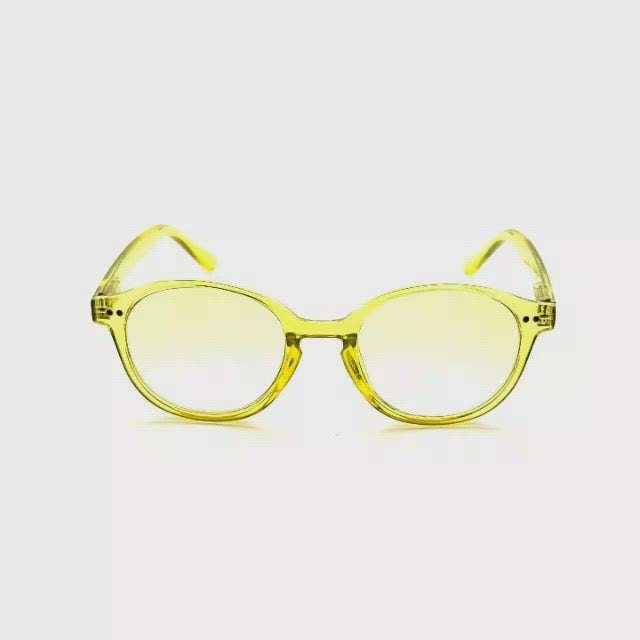 Zen Round Keyhole With Spring Hinge Reading Sunglasses with Fully Magnified Colorful Lenses yellow frames