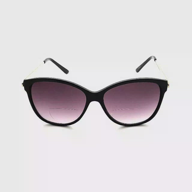 Large Semi Cat Eye Bifocal Reading Sunglasses black frame
