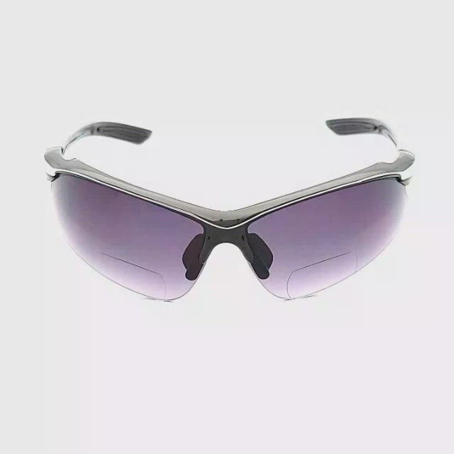 Stellar Sporty Half-rim Bifocal Reading Sunglasses silver brow