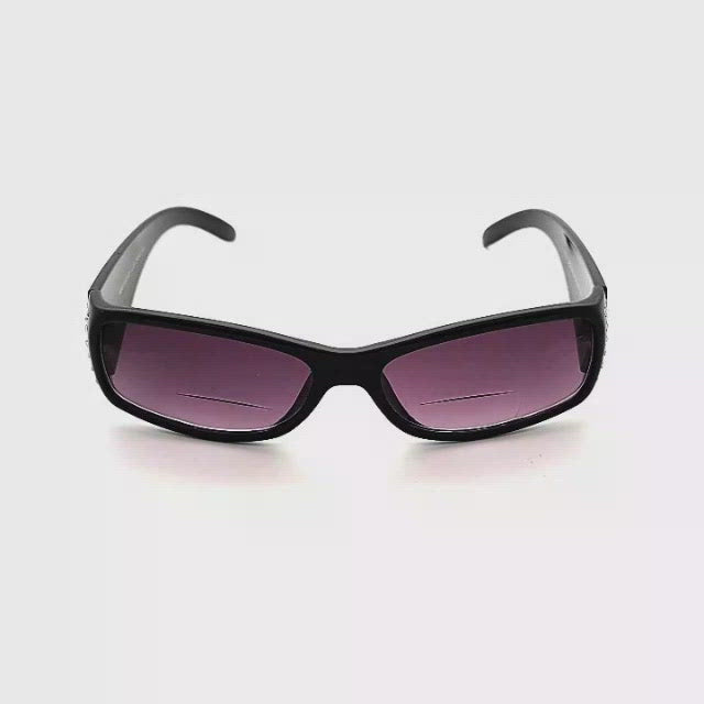 Glitz Rectangular Bifocal Reading Sunglasses black frame