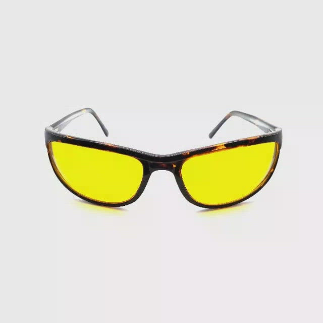 tortoise frame sunglasses with yellow lenses