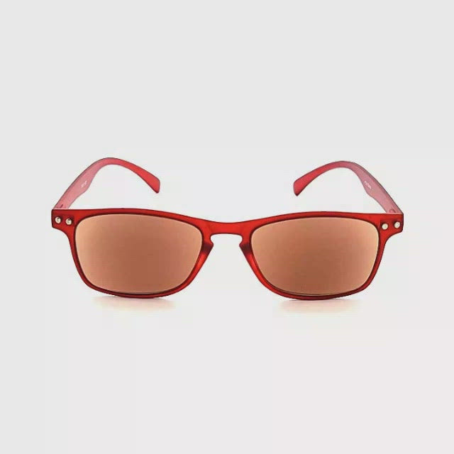 Chill Flexible Rectangular Frame Reading Sunglasses with Fully Magnified Lenses red frames