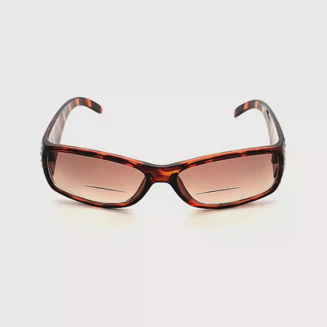 Glitz Rectangular Bifocal Reading Sunglasses tortoise frame