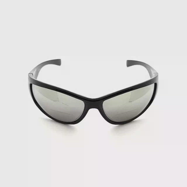Word Mirrored Lenses Plastic Sport Inner Bifocal Reading Sunglasses black frame