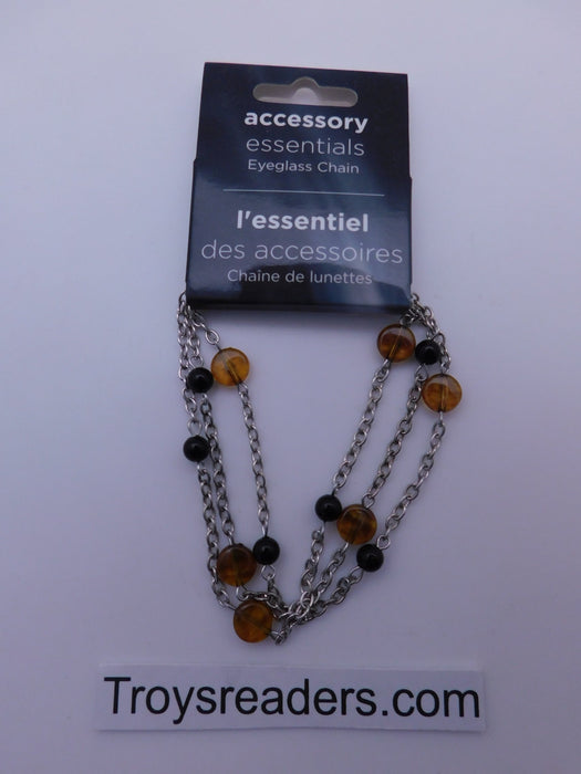 Accessory Essentials Amber, Black & Silver Eyeglass Chain Cords 