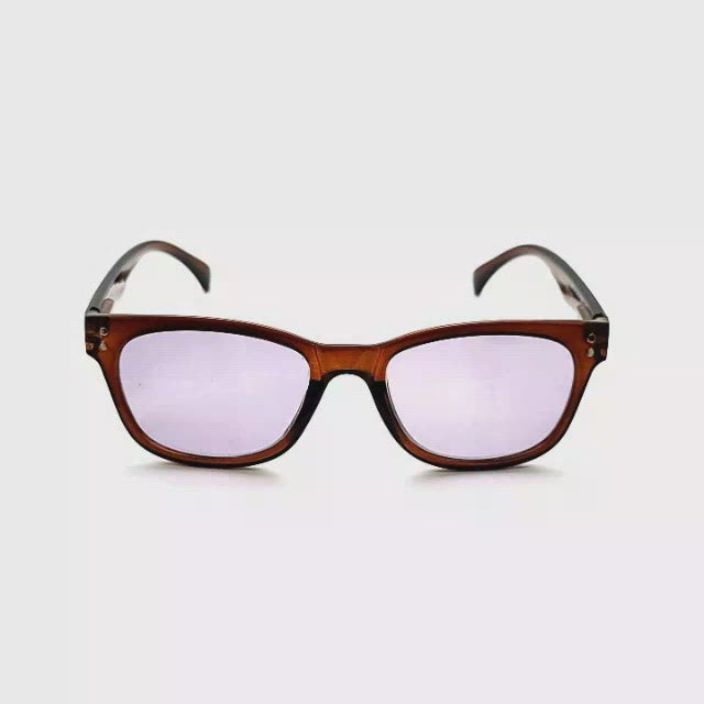 nifty brown reading sunglasses with spring hinge readers with tint in the lenses 