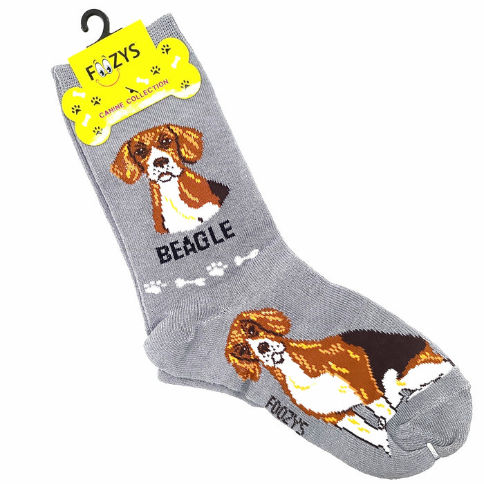 Beagle Socks Foozys Unisex Crew Socks Gray 
