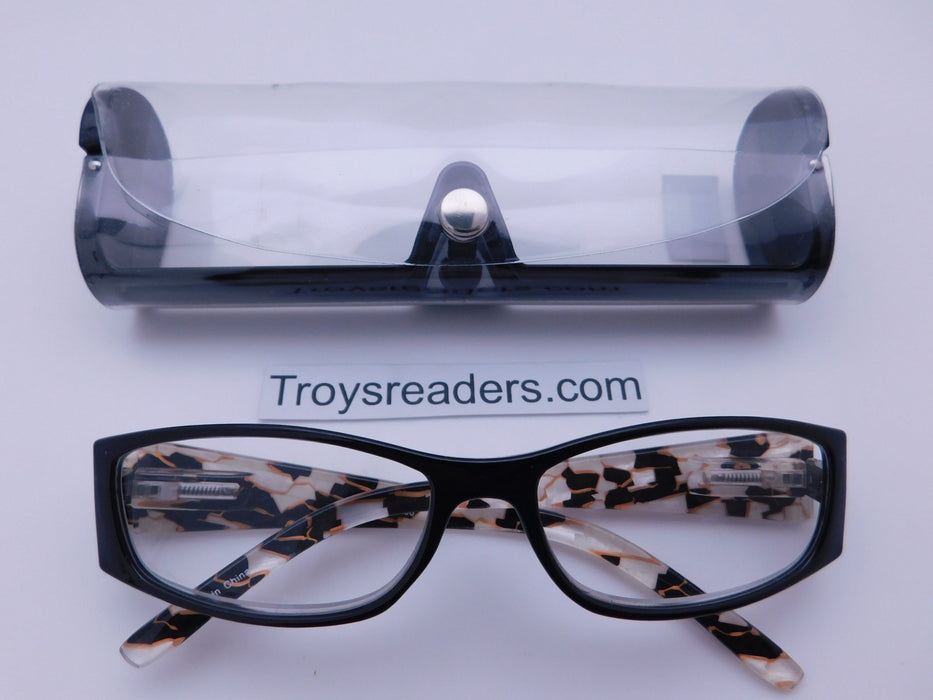 Beautiful Shell Readers With Case in Five Colors Reader with Display Black/White +2.50 