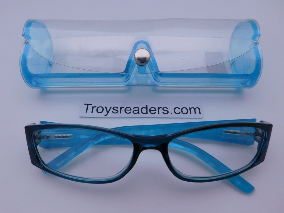 Beautiful Shell Readers With Case in Five Colors Reader with Display Blue +1.25 