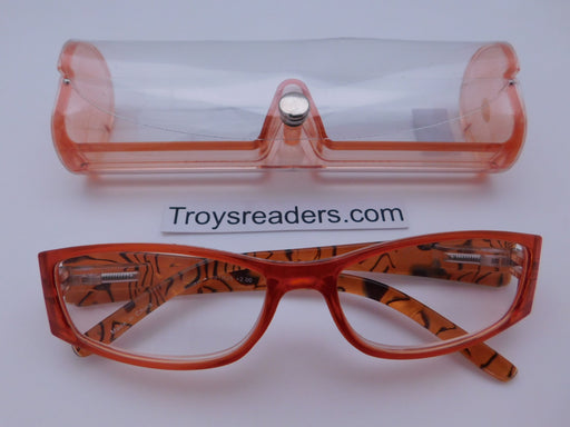 Beautiful Shell Readers With Case in Five Colors Reader with Display Orange +1.25 