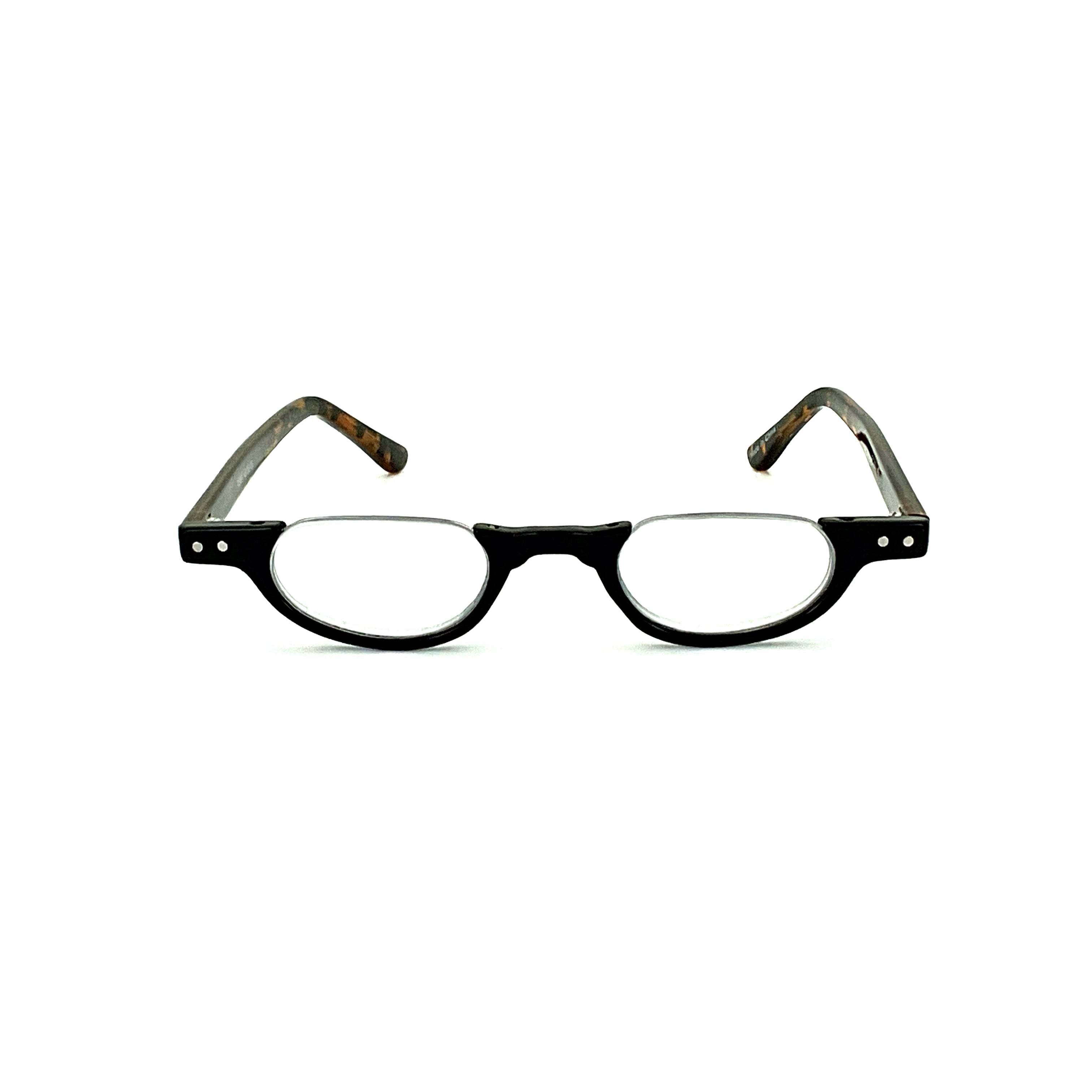 Gunmetal Reading Glasses - Spring Hinges, Half Rim, +1.0 To +4.0 Strength, Clear Lens