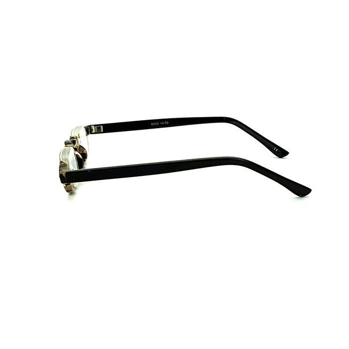 Belly Up High Power Semi-Rimless Readers with Tortoise Spring Temple Reading Glasses up to +6.00 High Power Reader 