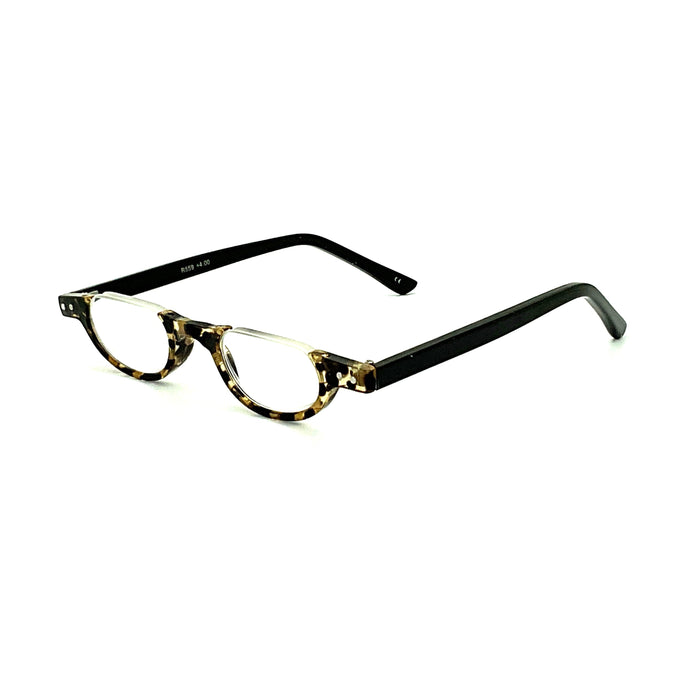 Belly Up High Power Semi-Rimless Readers with Tortoise Spring Temple Reading Glasses up to +6.00 High Power Reader 