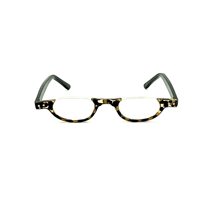 Belly Up High Power Semi-Rimless Readers with Tortoise Spring Temple Reading Glasses up to +6.00 High Power Reader 