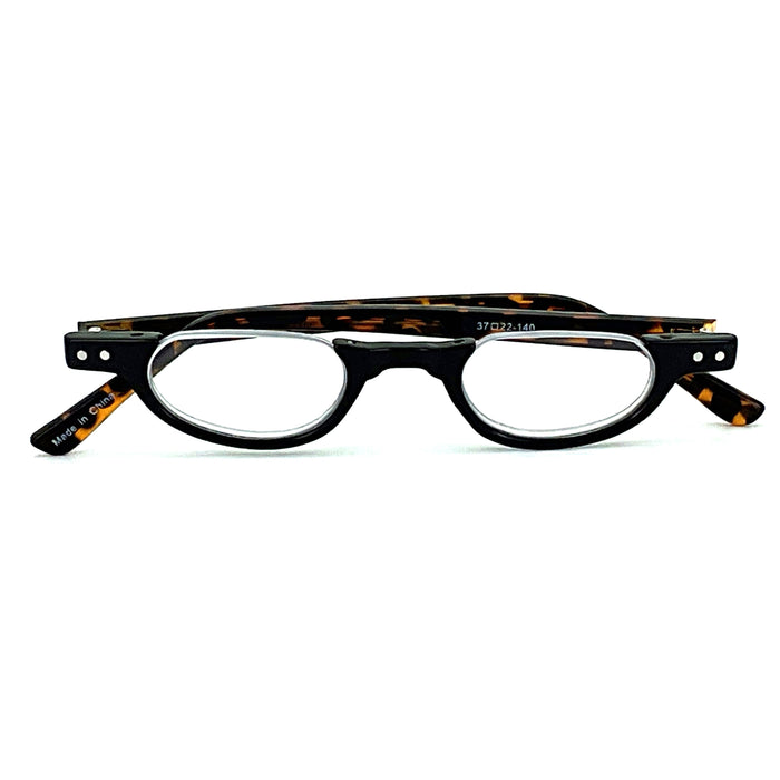 Belly Up High Power Semi-Rimless Readers with Tortoise Spring Temple Reading Glasses up to +6.00 High Power Reader 