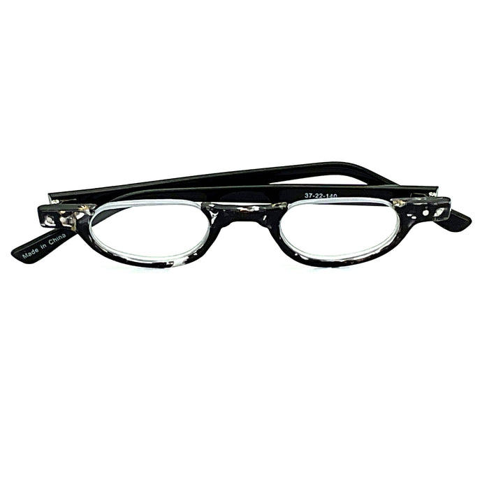 Belly Up High Power Semi-Rimless Readers with Tortoise Spring Temple Reading Glasses up to +6.00 High Power Reader 