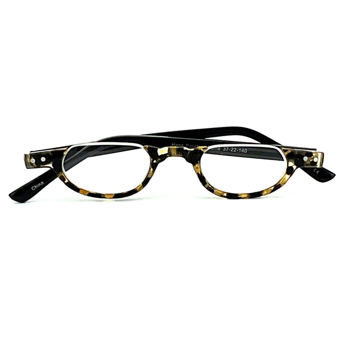 Belly Up High Power Semi-Rimless Readers with Tortoise Spring Temple Reading Glasses up to +6.00 High Power Reader 