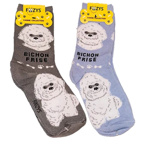 Bichon Frise Socks Foozys Unisex Crew Socks 