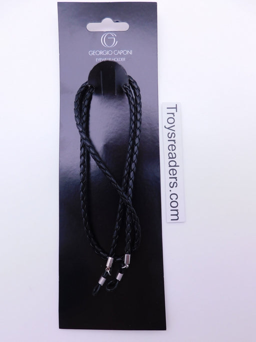 Black Faux Leather Braided Chain Eyewear Holder Cords 