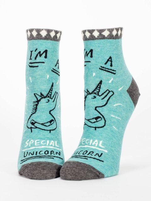 BlueQ Women Ankle Im A Special Unicorn Socks 
