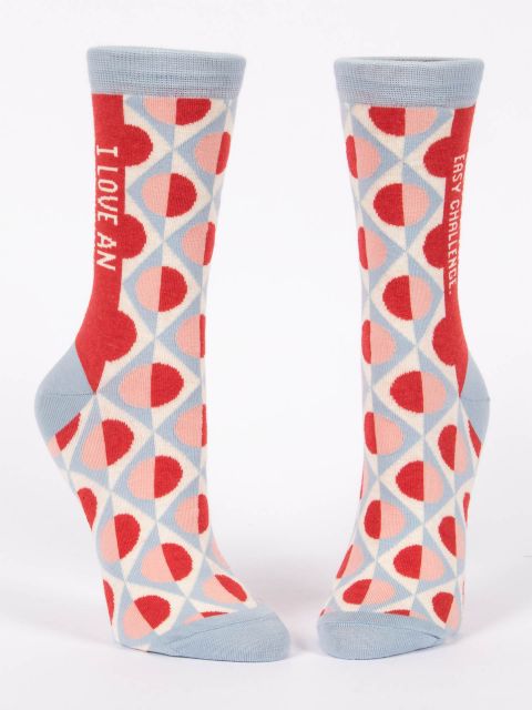 BlueQ Women Crew I Love An Easy Challenge Socks 