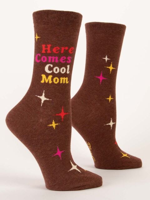 BlueQ Women Crew Socks Here Comes Cool Mom Socks 