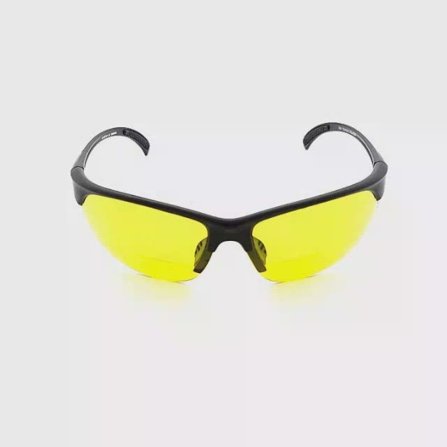 Bone Yard Half Frame Yellow Lens Bifocal Glasses For Shooting, Hunting, and Driving. matte black frame