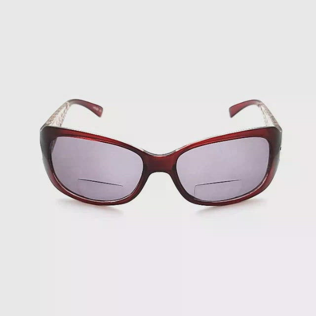 Fab NYS Butterfly Frame with Etched Temple Bifocal Reading Sunglasses red frame