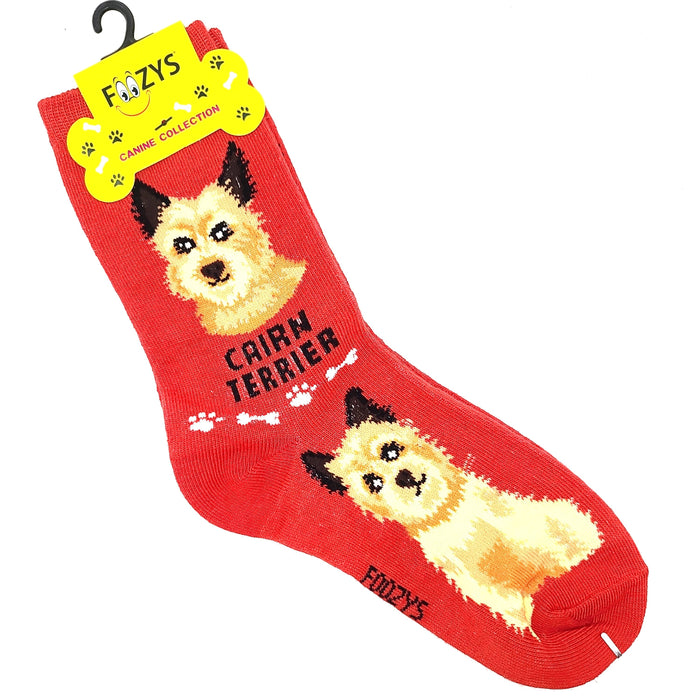 Cairn Terrier Socks Foozys Unisex Crew Socks Red 