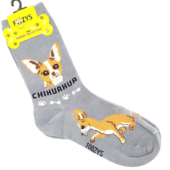 Chihuahua Socks Foozys Unisex Crew Socks Gray 