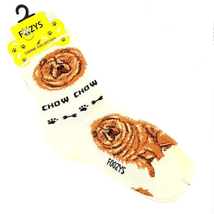 Chow Chow Socks Foozys Unisex Crew Socks Cream 