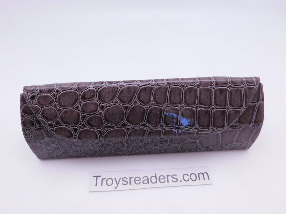 Cinzia Snakeskin Folding Reading Glasses Case in Two Colors Cases Gray 