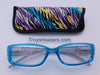 Colorful Animal Print Readers With Case in Four Colors Reader with Display Blue +1.25 