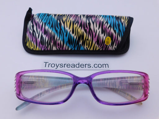 Colorful Animal Print Readers With Case in Four Colors Reader with Display Pink +1.25 
