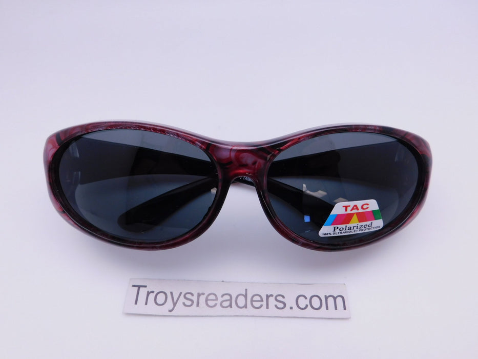 Colorful Fits-Over Sunglasses With Backspray in Four Designs Fit Over Sunglasses Red Circles 